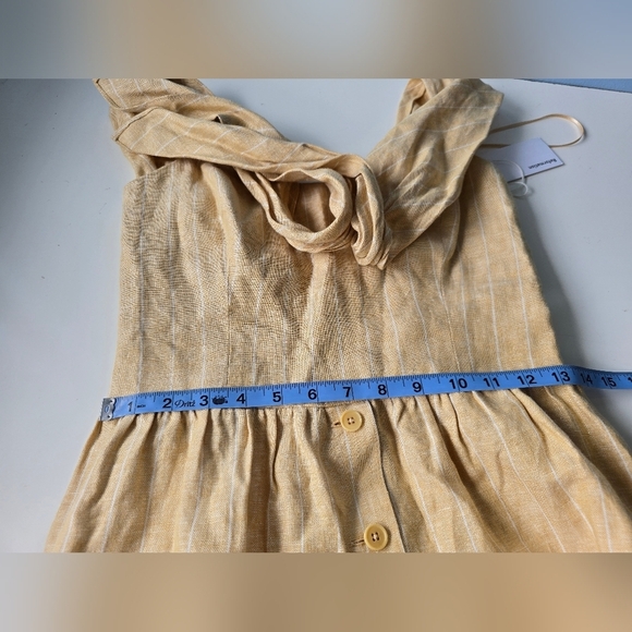 Reformation Barrington Pinstripe Linen Dress Yellow Size 4 NWT - Picture 12 of 12